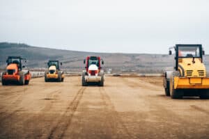 New roads being built by construction vehicles